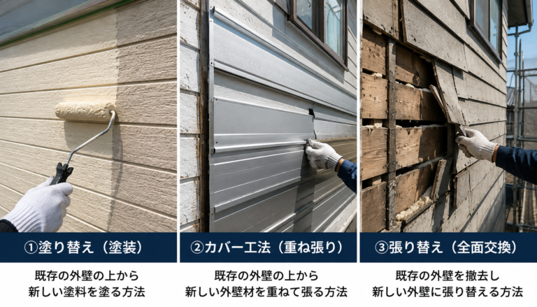 「外壁塗装」と「外壁リフォーム」の違いのイメージ